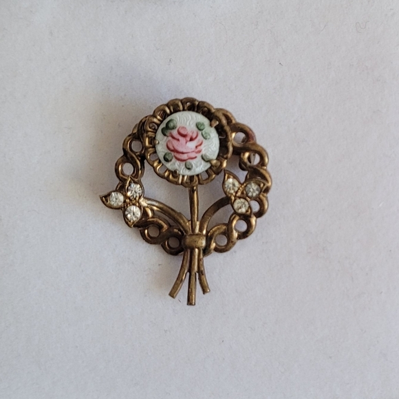 Rare Vintage Coro Guilloche Rose Brooch Delicate Feminine Floral - Picture 2 of 5